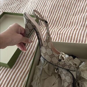 Gucci Patterned Beige Heels